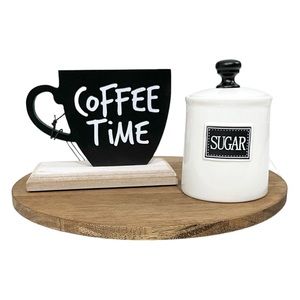 Coffee Bar Bundle Coffee Time Sign and Ceramic Sugar Container Farmhouse Style